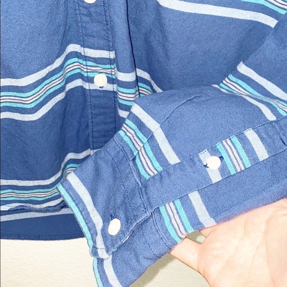 American Eagle Blue Striped Button Down Shirt - Picture 3 of 12